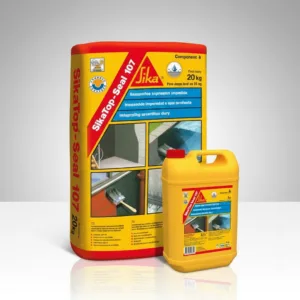 SikaTop® Seal-107 2K set (20 kg prah + 5 kg tečni polimer) – dvokomponentni polimer-modifikovani cementni hidroizolacioni malter za unutrašnju i spoljašnju zaštitu površina