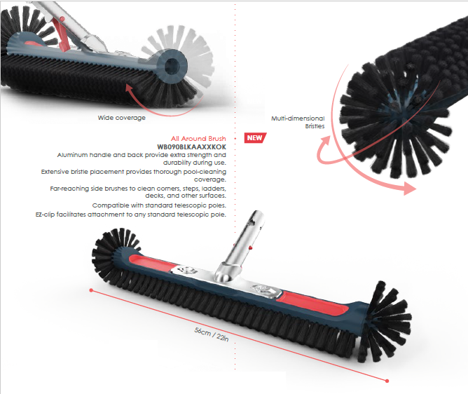 Četka za bazen Kokido Revolution 22″ (56 cm) sa bočnim četkicama efikasno čisti ivice i uglove bazena, uklanjajući alge i prljavštinu za savršenu čistoću.