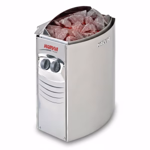 Peć za saunu Harvia Vega BC60 iz desnog ugla – električna inox peć, moderna i snažna za finske saune do 8 m³.