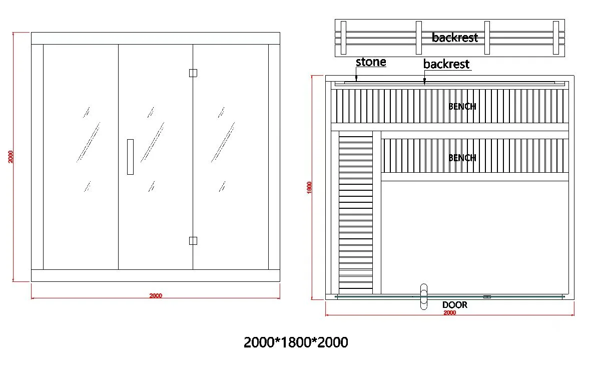 Sauna soba Nero – kanadski Hemlock-Tehnicki crtez 14
