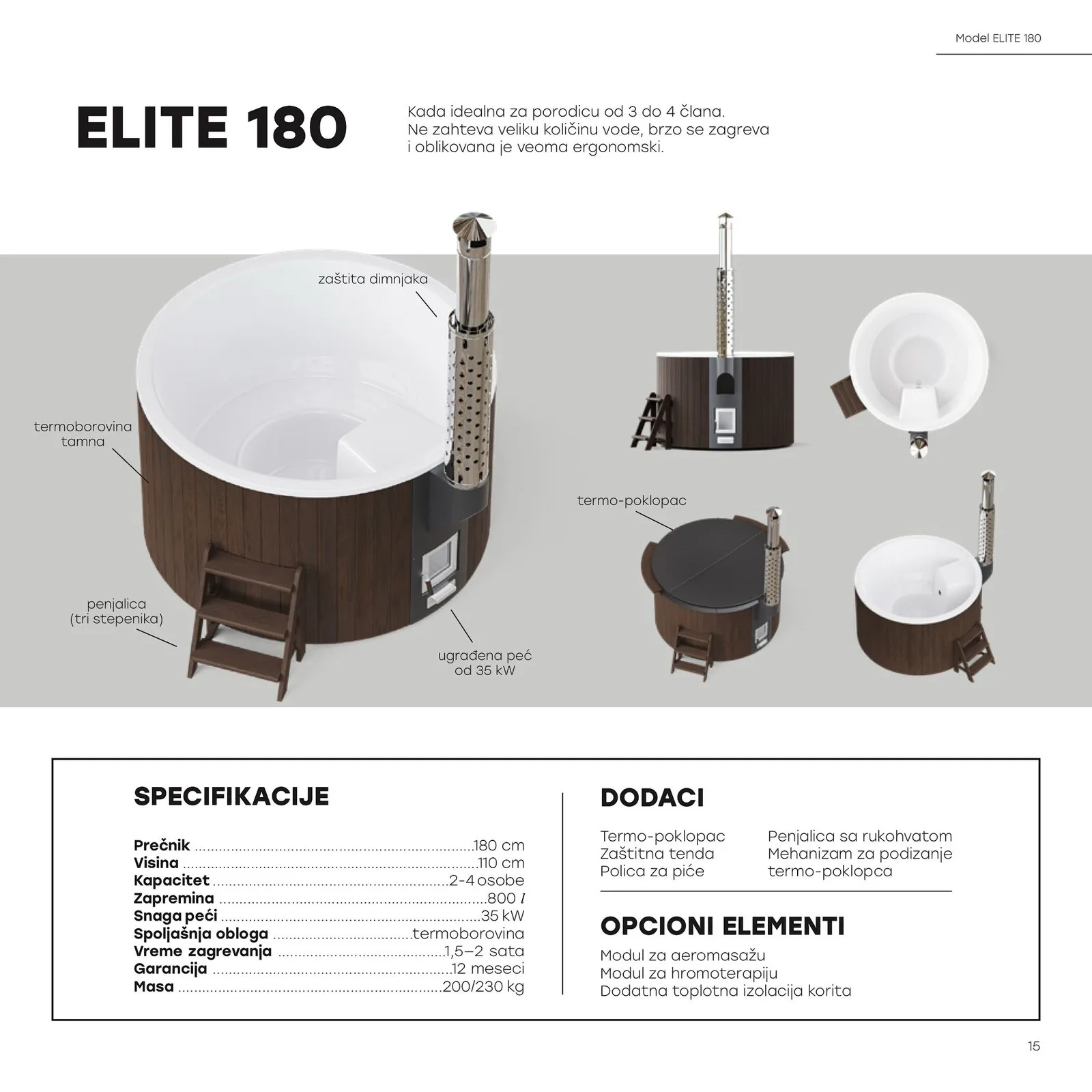 tehnički podaci drvena kada polar spa