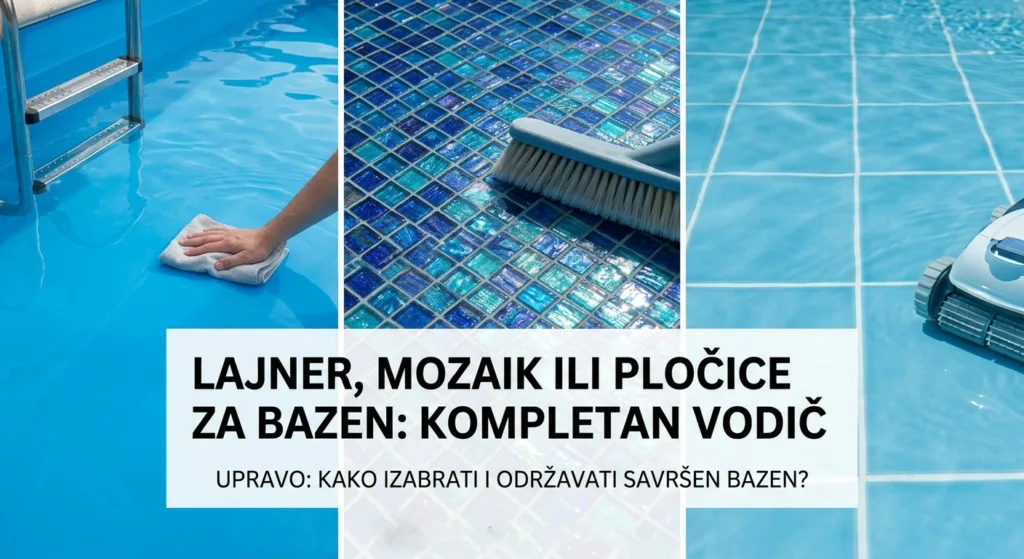 Lajner vs mozaik vs pločice za bazen – poređenje tri različite obloge u jednom bazenu