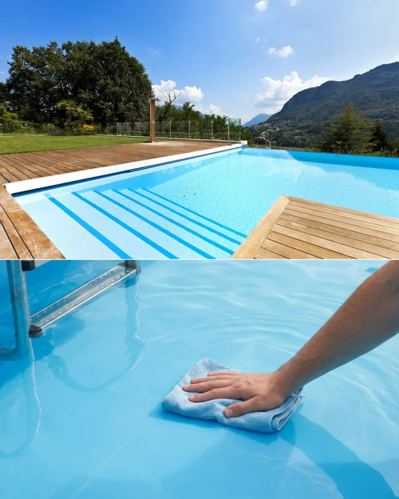 Bazen obložen plavim lajnerom – gladak i čist izgled PVC folije za bazen
